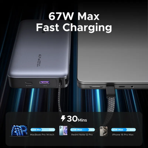 Banco de Energía Portátil de 67W y 20000mAh con Cable Integrado, Carga Rápida PD para Teléfonos Inteligentes, Tabletas y Laptops, Paquete de Baterías PB550/PB556 PB550/PB55 - Product Image 4
