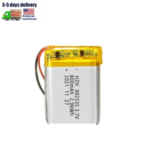 KC fabricantes al por mayor para pequeña luz nocturna ratón inalámbrico polímero batería de litio personalizado 902535 800mAh 2.96Wh