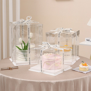 Bán buôn cao trong suốt nhựa rõ ràng bánh bao bì hộp vuông đám cưới Pop bánh bánh hiển thị hộp - Product Image 1