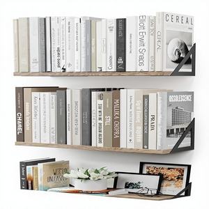 Estante <span class=keywords><strong>Flotante</strong></span> de <span class=keywords><strong>Pared</strong></span> de 3 Niveles, Soporte Rústico de Madera y Metal para <span class=keywords><strong>Biblioteca</strong></span>, Dormitorio, Cocina, Baño (Natural) - Product Image 1