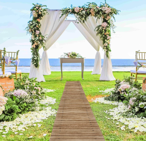 Allée de jardin en bois clair antidérapante, chemin droit enroulable pour jardin, allée décorative pour mariage ou fête dans la cour - Product Image 6