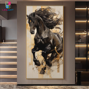 UNIART Custom <strong>Extra</strong> <strong>Large</strong> Modern <strong>Canvas</strong> Horse Painting Wall <strong>Art</strong> Crystal Porcelain <strong>Canvas</strong> Oil Painting Horse Wall <strong>Art</strong> with Frame - Product Image 1