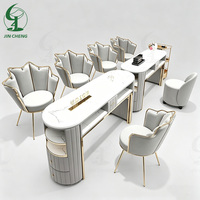 Table de manucure double JINCHENG, nouveau style, salon de beauté, luxe léger, table de manucure professionnelle, table pour techniciennes ongulaires