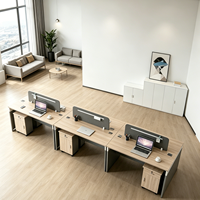 Bureau de travail commercial pour deux personnes avec fente pour carte d'employé, ensemble chaise et bureau d'ordinateur en PVC, design moderne