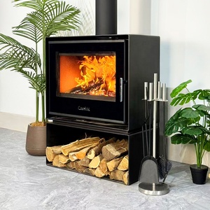 Chimenea Moderna de Acero Negro para Interiores, Independiente, de Leña, con Leños Decorativos, Calefacción para Apartamento - Product Image 2