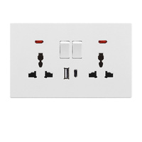 Interruptor de Pared para Reino Unido, 2 Vías, 2 Tomas, Enchufe Eléctrico de Cobre, Corriente de 250V, Voltaje Máximo, Enchufe de Pared para el Hogar