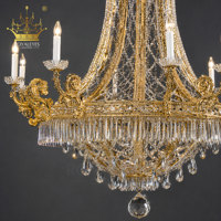 Lustre en cristal Empire doré de luxe, style couronne, style bougie, luminaire décoratif suspendu pour hôtel, villa, salle de banquet, restaurant
