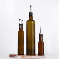 250ml bouteille vide d'huile d'olive ronde verte antique bouteille distributeur d'huile en verre