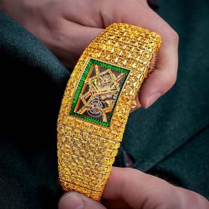Luxury Premium Yellow Moissanite Diamond Analog Charm Watch Elegant Timeless Design Stylish Jewelry Inspired Daily Party Wear - Product Image 1