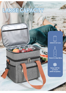 Benutzer definierte 20L isolierte tragbare Kühltasche mit großer Kapazität Doppelschicht-Brotdose Wieder verwendbare wasserdichte Camping-Aufbewahrung im Freien - Product Image 5