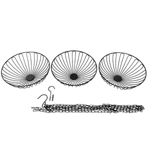 Giỏ Trái Cây Treo 3 Tầng Giỏ Dây Kim Loại Với Chuỗi Cố Định Và Móc Trần - Product Image 5