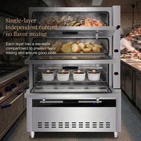Machine à vapeur commerciale à induction à 3 niveaux en acier inoxydable pour momos et fruits de mer, idéale pour restaurants, cuisines et cantines