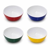 A5 Tweekleurig Melamine Servies, Verdikte en valbestendige rijstkom, bedrukbaar met logo.