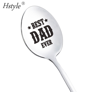 Hstyle nouvelle cuillère en acier inoxydable meilleur <span class=keywords><strong>papa</strong></span> <span class=keywords><strong>Papa</strong></span> famille couverts cadeau pour <span class=keywords><strong>la</strong></span> <span class=keywords><strong>fête</strong></span> des pères lettrage personnalisé crème glacée robuste - Product Image 2