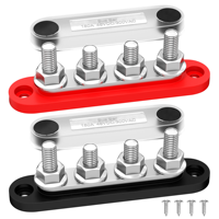 Barre omnibus 12V 150A, mini-bloc de distribution d'alimentation, max. 48V CC/300V CA avec couvercle, 4 bornes de 5/16 po pour applications marines, automobiles, solaires, CE ROHS