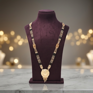 Wholesale 24K Gold Plated Traditional Pendant Mangalsutra Latest Design Indian Wedding Jewelry Black Beads With Long Mangalsutra - Product Image 2