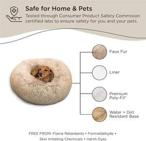 เพื่อนที่ดีที่สุดโดยเตียงล้างทําความสะอาดได้ตุ๊กตาโดนัทแมวและสุนัขที่ calming เดิมในขน <span class=keywords><strong>Shag</strong></span> สีเทาสําหรับสุนัขขนาดเล็ก, ขนาดกลาง, และใหญ่ - Product Image 4