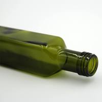 Bouteille en verre carrée personnalisée pour huile d'olive verte avec gravure et sérigraphie, tailles 250 ml à 1 L, bouchon à vis