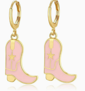 Western Style Cowgirl Earrings Cowboy <strong>Boot</strong> Hat Hoop Earrings Drop Dangle Enamel Cowgirl <strong>Boot</strong> Charms <strong>Jewelry</strong> for Women Western - Product Image 5