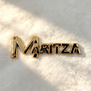 Wholesale Custom Garment Metal Logo Tags Embossed Brand <b>Name</b> Letter <b>Plate</b> Labels for Clothing - Product Image 1
