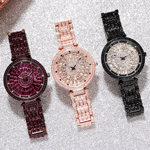 Women Luxury Rose Gold Rhinestone Quartz <b>Watch</b> Analog Dial Round <b>Case</b> Stainless Steel Band 40mm - Product Image 2