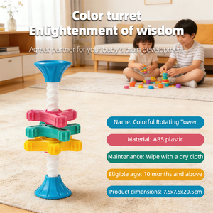 Jouet éducatif pour enfants Bechotoy, anneaux empilables musicaux arc-en-ciel en plastique, pour les enfants de 0 à 24 mois - Product Image 2