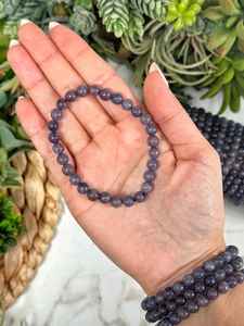 Handmade Iolite Gemstone Beaded <b>Bracelet</b> for Women Trendy Style Third-Eye Chakra <b>Healing</b> for Gifts or Engagement - Product Image 2