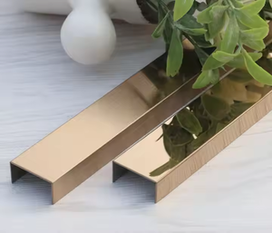 Perfil de acero inoxidable Tira de ajuste decorativa Perfiles de cerámica en forma de U Decoración de muebles de pared Superficie de espejo de 1mm <span class=keywords><strong>Interior</strong></span> - Product Image 3