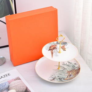 New European Luxury Bone China 2-layer <b>Cake</b> Plate for Afternoon Tea - Product Image 3