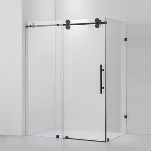 Çerçevesiz mat siyah dikdörtgen duş kabini - Product Image 1