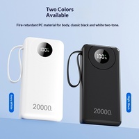 Banque d'alimentation de haute qualité à capacité ultra-élevée 20000 mAh PD22.5W, charge rapide, affichage numérique, 4 câbles intégrés