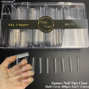 Cubierta acrílica francesa para <span class=keywords><strong>uñas</strong></span>, Punta curva Xxl C, recta, transparente, larga, cónica, cuadrada, transparente, 500 Uds. - Product Image 1