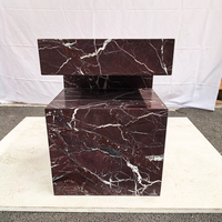 Table d'appoint de luxe en marbre rouge Rosso Levanto de qualité supérieure, table centrale en pierre, table d'appoint en onyx