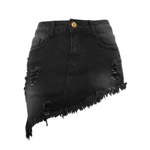 Women Blue Black Dark Mini Maxi Short Used Apron <strong>Stretch</strong> Elastic Wrap <strong>Denim</strong> Jeans <strong>Skirts</strong> - Product Image 5