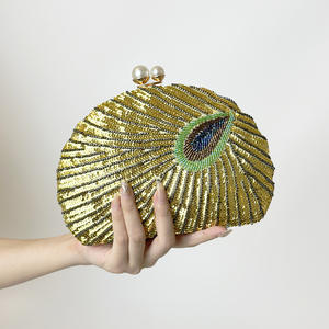 Neu eingetroffene Damen-Abendtaschen, Retro-grüne Perlen-Handtaschen, Großhandel, Pochette Femme mit Perlenstickerei, Clutch-Tasche, Geldbörsen-Design - Product Image 3