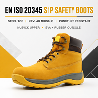 Bottes de sécurité à embout d'acier EN ISO 20345 S1P, mi-hautes, résistantes à la perforation, en cuir nubuck, pour le travail industriel en usine