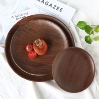 Meilleur prix service de table en bois de noyer forme ronde classique différentes tailles plaque de bois durable pour la décoration de table de dîner
