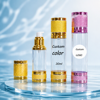 Flacons cosmétiques de luxe en plastique PP avec pompe sans air, or et argent, 15 ml, 30 ml, 50 ml, pour huile, crème pour le visage, shampoing