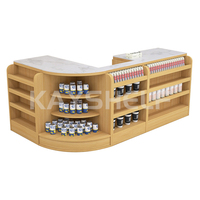 Dépanneur au design moderne Table de caissier en forme de L Comptoir de caisse d'épicerie en bois