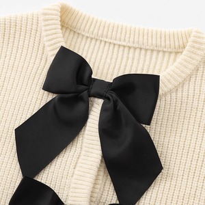 Suéter de Punto para Mujer, Cuello Redondo, Manga Larga, Detalle de Lazo, Corte Suave, a la Moda - Product Image 3