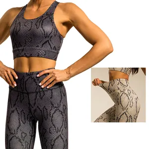 Bộ Quần Legging Yoga Thể Dục Cho Người Lớn Vải Spandex In 3D Bộ Áo Ngực Thể Thao In Hình Rắn Và Quần Yoga