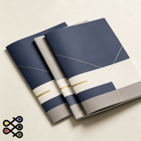 Brochure de Luxe Moderne à Reliure Spirale Géométrique avec Papier Offset et Carton pour Présentation de Marque d'Entreprise