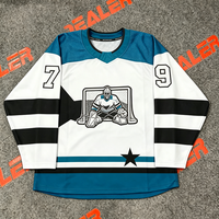 Jersey Hoki Es Lengan Panjang Custom Print Pria, Kaos Hoki Es dengan Logo Tim dan Nomor Custom, Jersey Hoki Latihan