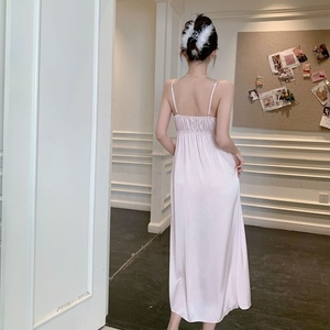Meryjia Set di indumenti <span class=keywords><strong>da</strong></span> <span class=keywords><strong>notte</strong></span> di lusso 2 pezzi Vintage <span class=keywords><strong>camicie</strong></span> <span class=keywords><strong>da</strong></span> <span class=keywords><strong>notte</strong></span> <span class=keywords><strong>lunghe</strong></span> <span class=keywords><strong>da</strong></span> <span class=keywords><strong>donna</strong></span> e vestaglia in raso di seta con motivo solido - Product Image 6