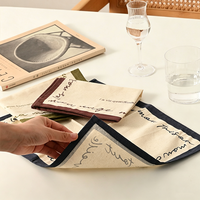 WML044 Serviettes en coton et lin imprimées en gros, style nordique classique, respirantes, décoratives, torchons de cuisine, absorbantes, nappes de table
