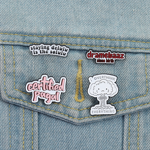 Broche en émail créative en forme de nuage de champignons de dessin animé, avec slogan <span class=keywords><strong>humoristique</strong></span> et citation, badge de revers en métal tendance, cadeaux décoratifs - Product Image 1