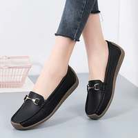 Sepatu Moccasin Kulit Asli Nyaman Tanpa Tali untuk Mengemudi, Santai, dan Kerja Sehari-hari, Loafer Horsebit Wanita