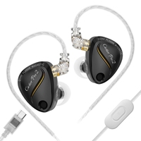 Earbuds berkualitas tinggi KZ Castor Pro 2 baru, driver dinamis 10mm untuk musik dan game, tipe in-ear, kabel Type-C, dengan mikrofon.