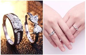 Anillo de Pareja Ajustable de Plata de Ley S925, Anillo de Compromiso Simple de Amor, Joyería Fina al por Mayor, Regalo de San Valentín - Product Image 5