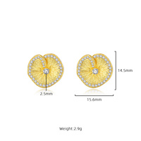 Boucles d'oreilles de luxe en argent sterling 925 plaqué or 18 carats, zircon cubique pavé de forme ronde géométrique